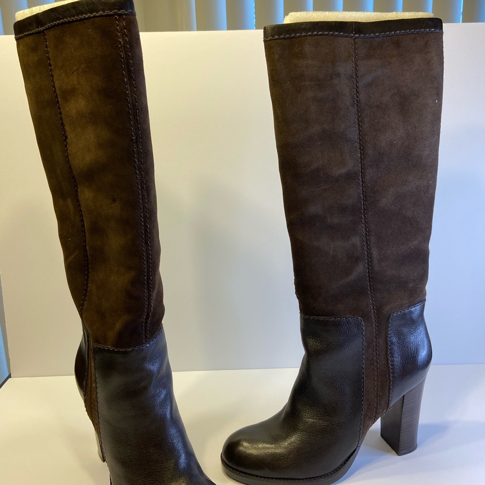 Unique Nine West Leather and Suede Knee High Boots, 10, Brown, EUC, Worn Twice